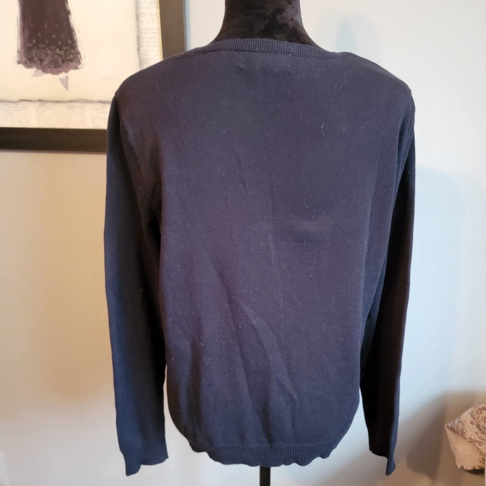 Nouveaux Embellished Silver Heart On Black Sweater - Picture 4 of 5